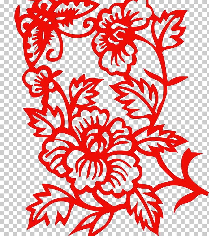 Papercutting Moutan Peony Chinese Paper Cutting Chinese New Year PNG ...