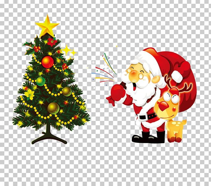 Santa Claus Christmas Tree Illustration PNG, Clipart, Christmas, Christmas Card, Christmas Decoration, Christmas Frame, Christmas Lights Free PNG Download