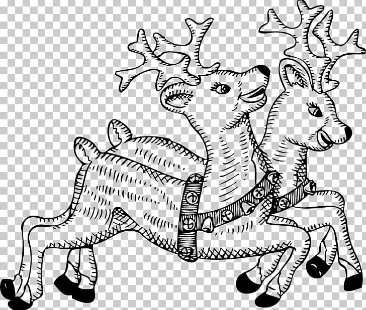 Reindeer Rudolph PNG, Clipart, Animal Figure, Art, Artwork, Black And White, Cartoon Free PNG Download