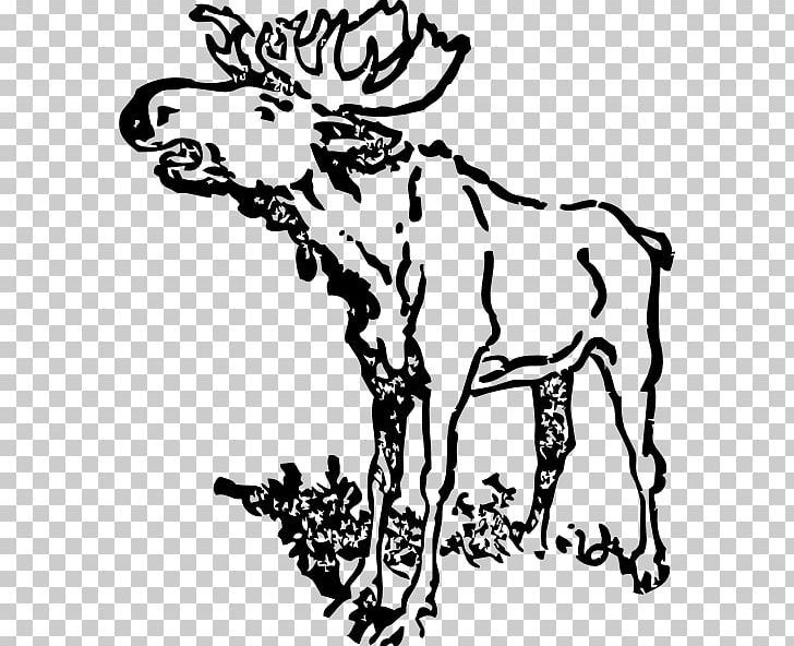 Moose Drawing Black And White PNG, Clipart, Antler, Art, Black And White, Branch, Cartoon Free PNG Download