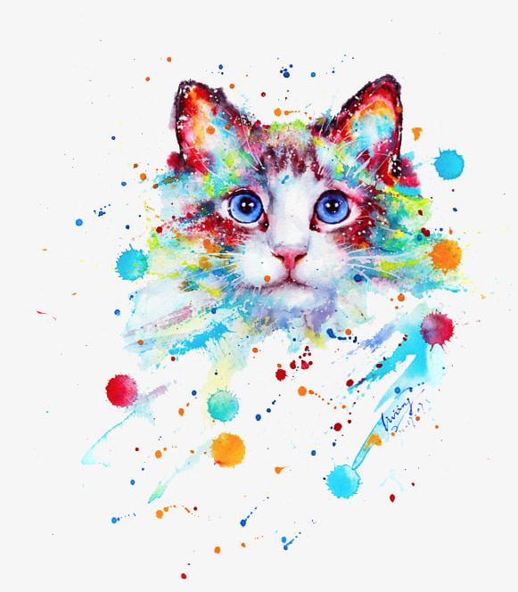 Watercolor Cat PNG, Clipart, Cartoon, Cat Clipart, Colour, Decorate, Hand Free PNG Download