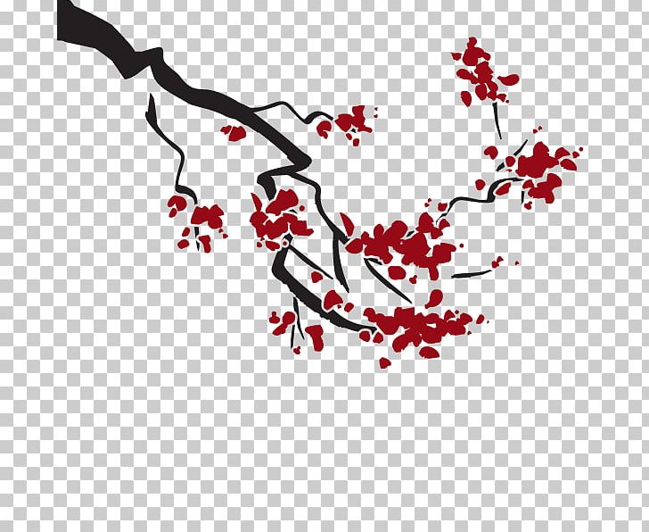 Cherry Blossom Cerasus Branch Sweet Cherry Wall Decal PNG, Clipart, Area, Art, Black And White, Blossom, Branch Free PNG Download