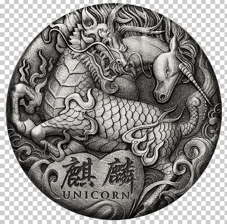 Perth Mint Qilin Silver Coin PNG, Clipart, Ancient History, Black And White, Coin, Drawing, Four Benevolent Animals Free PNG Download