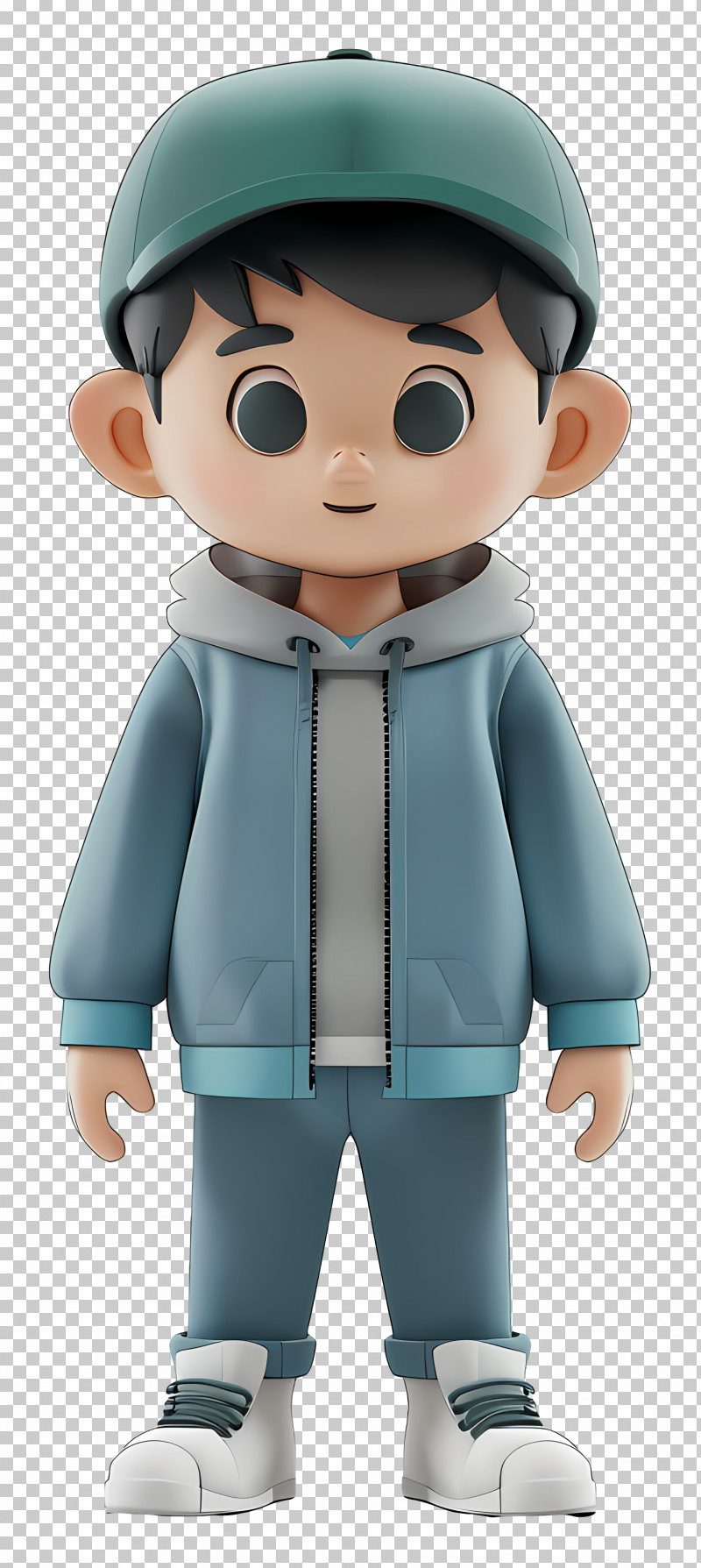 3d Boy Standing - Cartoon Boy In Blue Outfit PNG