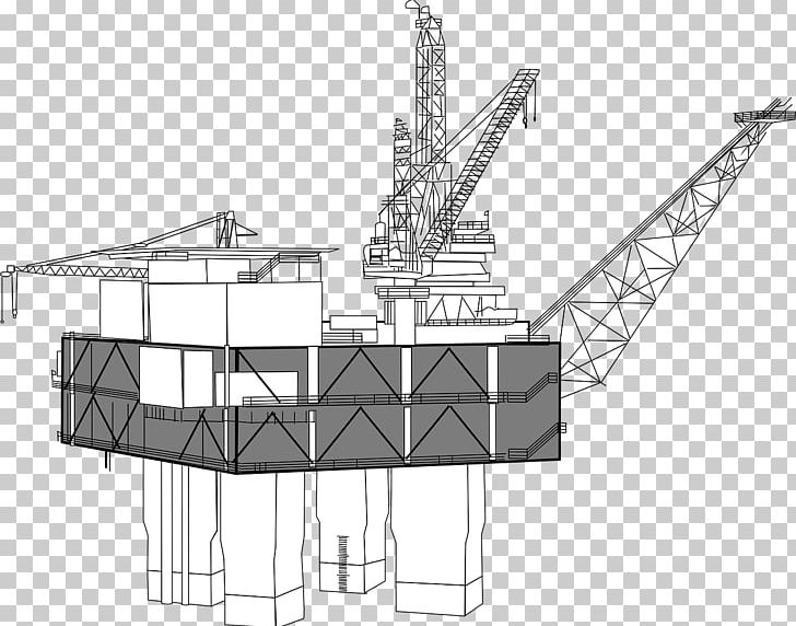 Drilling Rig Oil Platform Petroleum PNG, Clipart, Angle, Augers, Black And White, Cli, Crane Free PNG Download