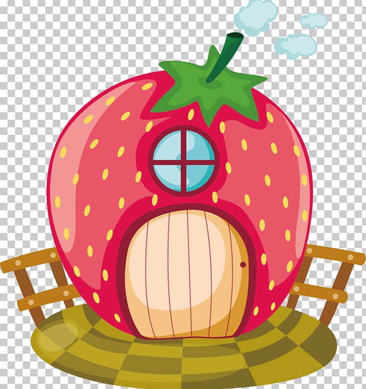 House Strawberry Cartoon Illustration PNG, Clipart, Advertising, Castle Vector, Disney Castle, Drawing, Fence Free PNG Download