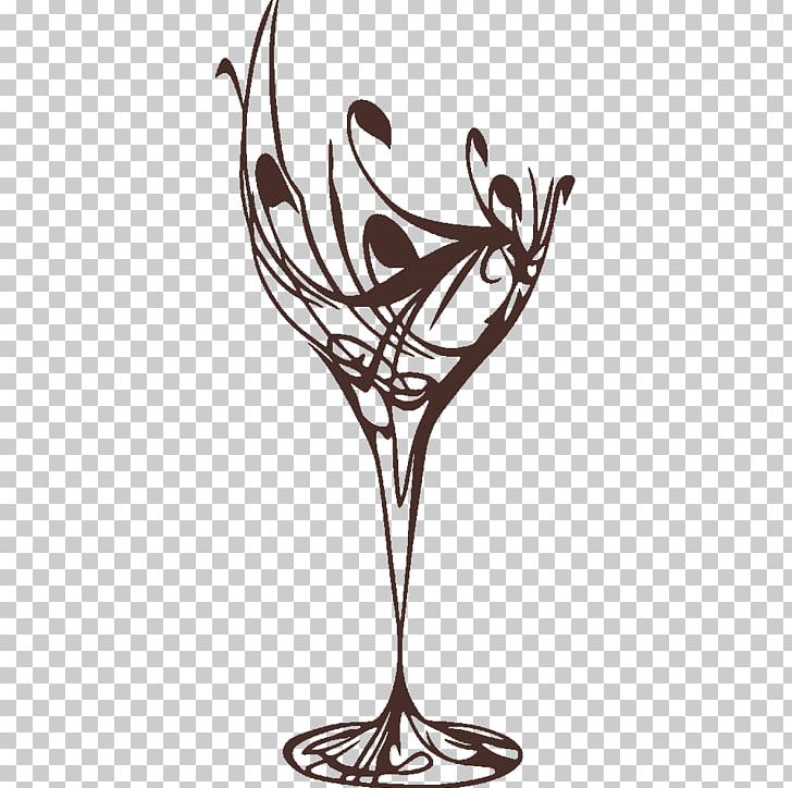 Wine Glass Wall Decal PNG, Clipart, Black And White, Bottle, Champagne Stemware, Decal, Decorative Arts Free PNG Download