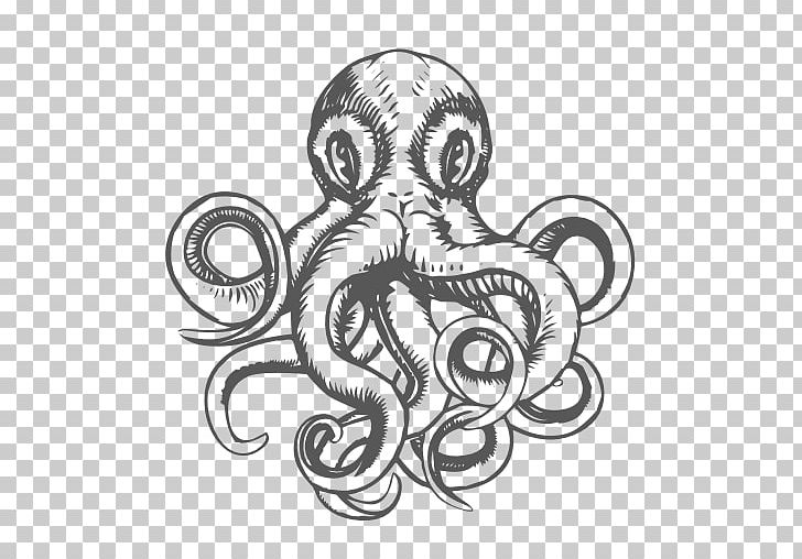 Octopus Drawing PNG, Clipart, Artwork, Black And White, Cephalopod, Creative Market, Fictional Character Free PNG Download