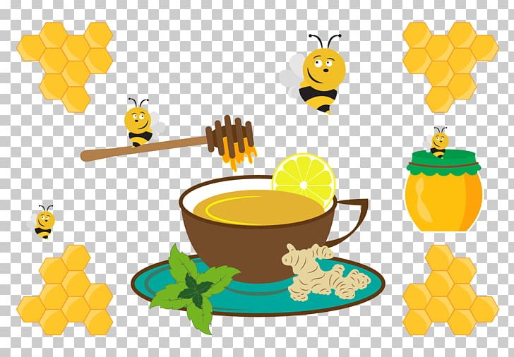 Tea Yellow Bee Yuja-cha PNG, Clipart, Bee, Cartoon, Cartoon Map, Cuisine, Flower Free PNG Download