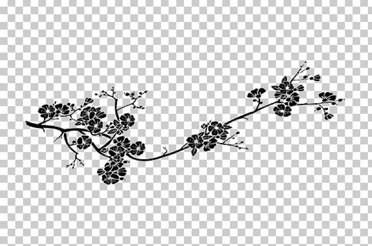 Cherry Blossom Sticker Branch Наклейка PNG, Clipart, Black And White, Branch, Cherry, Cherry Blossom, Digital Image Free PNG Download