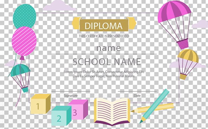 School Diploma Academic Certificate Graphic Design PNG, Clipart, Back To School, Balloon, Brand, Colored Balloons, Designer Free PNG Download