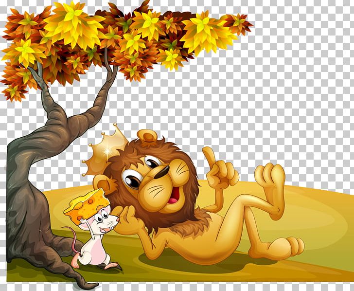 The Lion And The Mouse Aesops Fables Illustration PNG, Clipart, Animals, Art, Big Cats, Carnivoran, Cartoon Free PNG Download