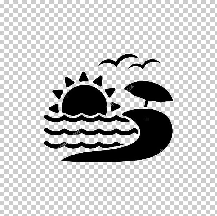 Beach Pictogram Hotel Vacation Sea PNG, Clipart, Beach, Beach Umbrella, Black, Black And White, Coast Free PNG Download