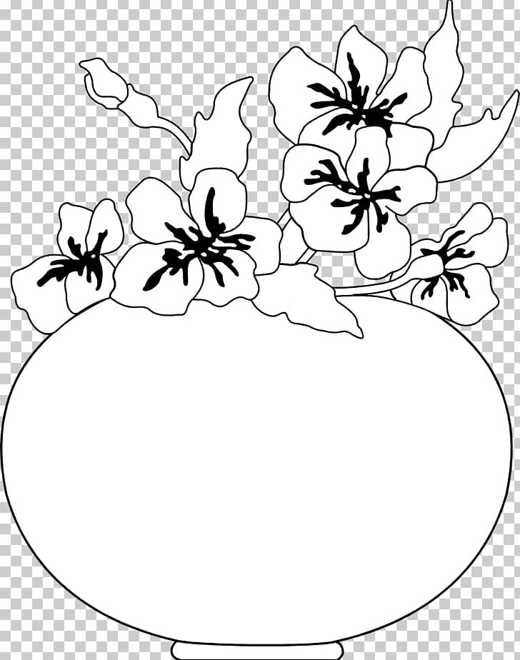 Black And White Vase Floral Design PNG, Clipart, Black, Branch, Cartoon, Coloring Book, Computer Wallpaper Free PNG Download