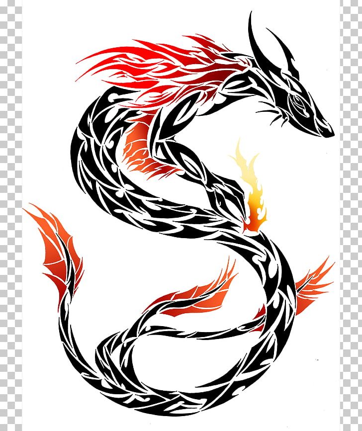 tribal fire dragon tattoos designs
