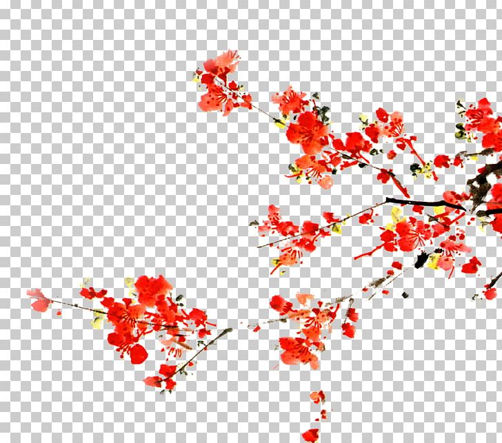 Ink Wash Painting Plum Blossom Ink Brush PNG, Clipart, Branch, Chinese Style, Encapsulated Postscript, Flower, Fruit Nut Free PNG Download