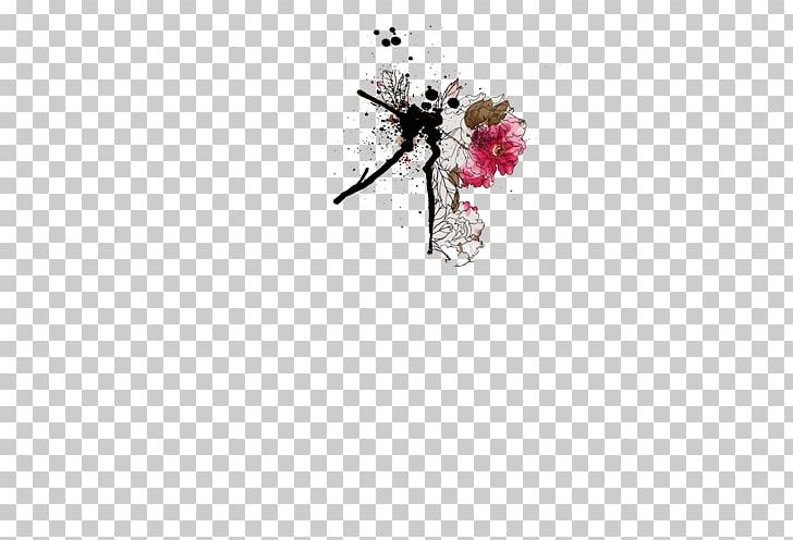 Flower Painting PNG, Clipart, Art, Black, Cartoon Dragonfly, Computer Wallpaper, Deviantart Free PNG Download