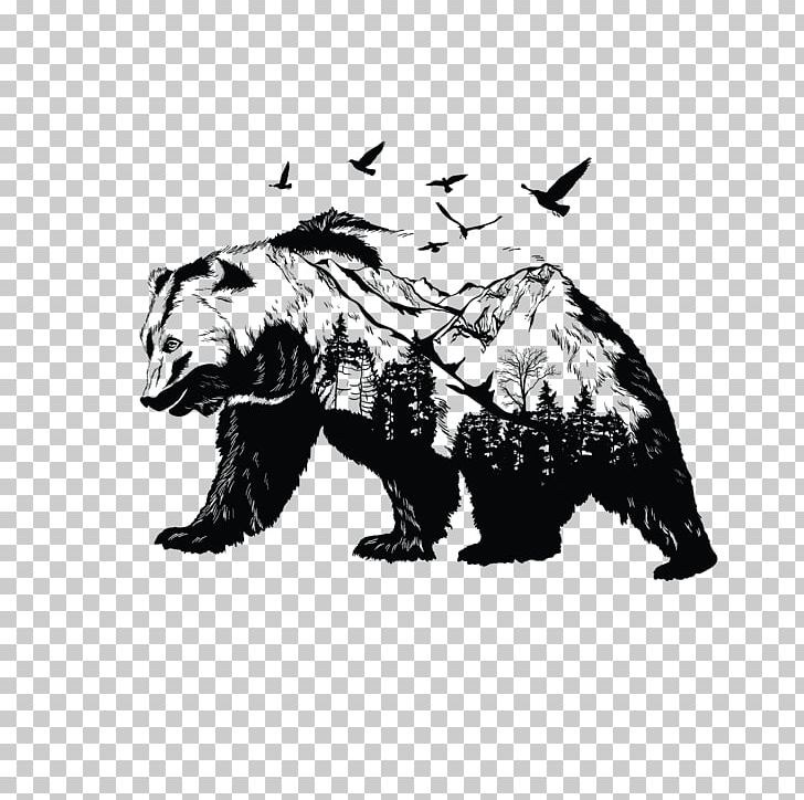 American Black Bear Tattoo Black And White /m/02csf PNG, Clipart, Animals, Art, Bear, Bears, Black Free PNG Download