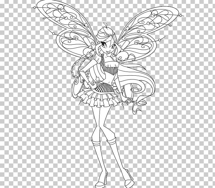Winx Club: Believix In You Stella Bloom Aisha Black And White PNG, Clipart, Aisha, Bloom, Fashion Illustration, Fictional Character, Flower Free PNG Download