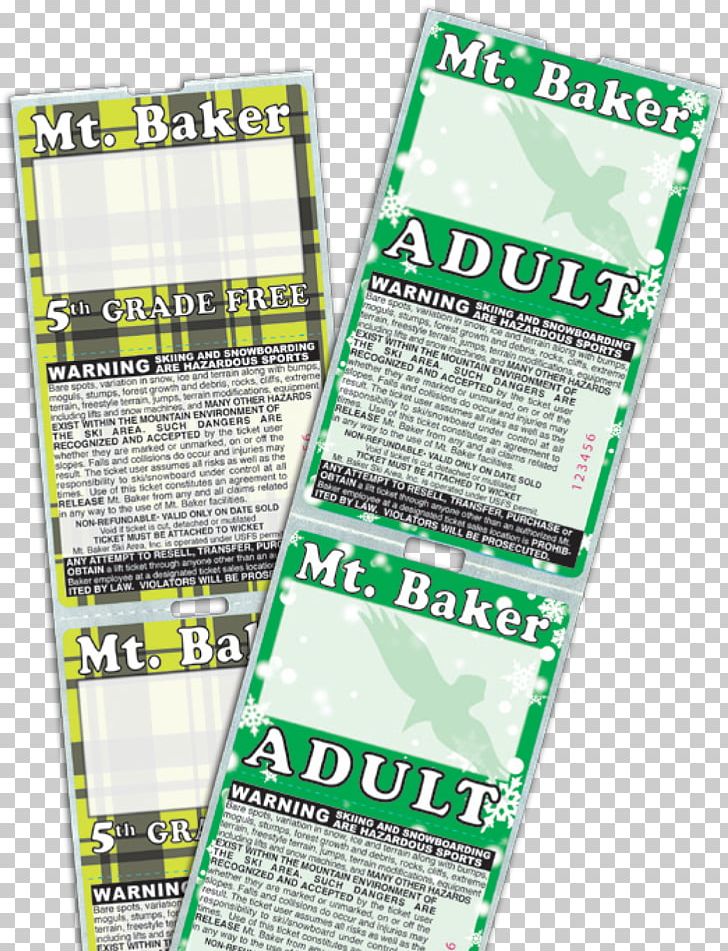 Mt. Baker Ski Area Lift Ticket Ski Resort Ski Lift PNG, Clipart, Adhesive, Brand, Gold Coast, Green, Ink Free PNG Download