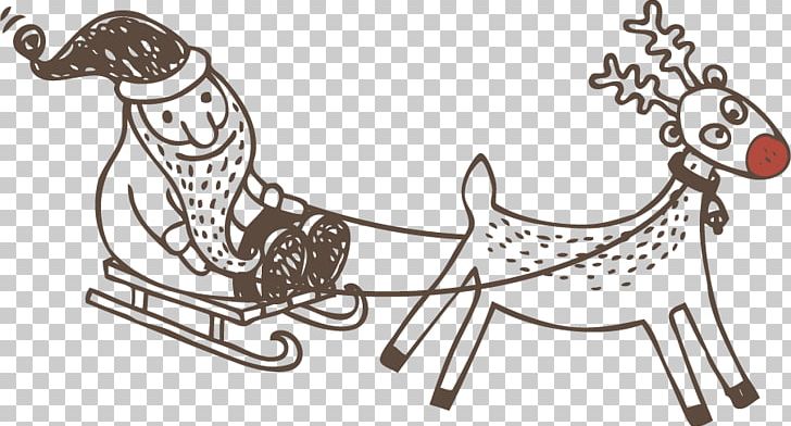 Horse Reindeer Open Sled PNG, Clipart, Area, Art, Black And White, Carnivoran, Deer Free PNG Download