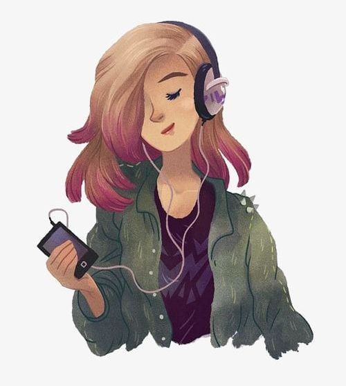 Girl Listening To Music Png Clipart Cartoon Cartoon Girl Girl Girl Clipart Girls Free Png Download