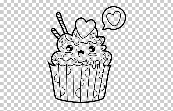 Cupcake Muffin Drawing Ice Cream PNG, Clipart, Black, Black And White, Cake, Coloring Book, Coloring Pages Free PNG Download