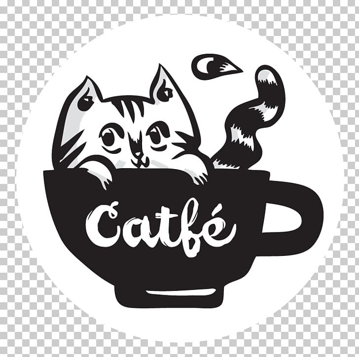 Cat Café Whiskers Cafe Catfe PNG, Clipart, Black, Black And White, Brand, Cafe, Carnivoran Free PNG Download