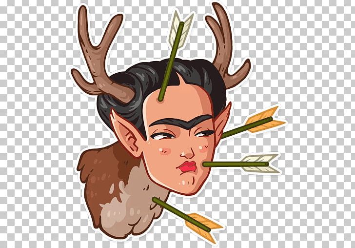 Frida Kahlo Telegram Sticker Reindeer PNG, Clipart, Antler, Art, Cartoon, Clip Art, Deer Free PNG Download
