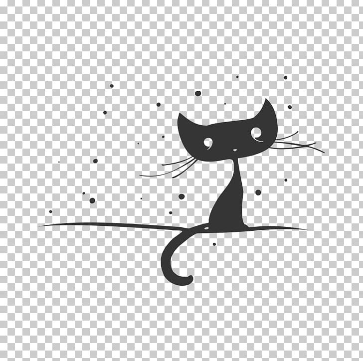 Cat Kitten Cartoon Silhouette Drawing PNG, Clipart, Angle, Animals, Beard, Black, Black And White Free PNG Download