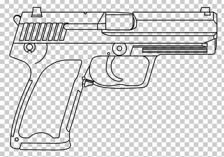 Firearm Heckler & Koch USP Estonian Special Operations Force Heckler & Koch MP7 PNG, Clipart, Air Gun, Angle, Artwork, Black And White, Drawing Free PNG Download