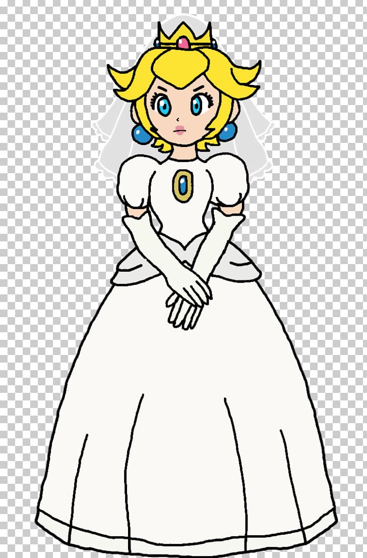 Princess Peach Dress Drawing Art PNG, Clipart, Art, Artwork, Black And White, Cartoon, Cartoon Wedding Dress Free PNG Download
