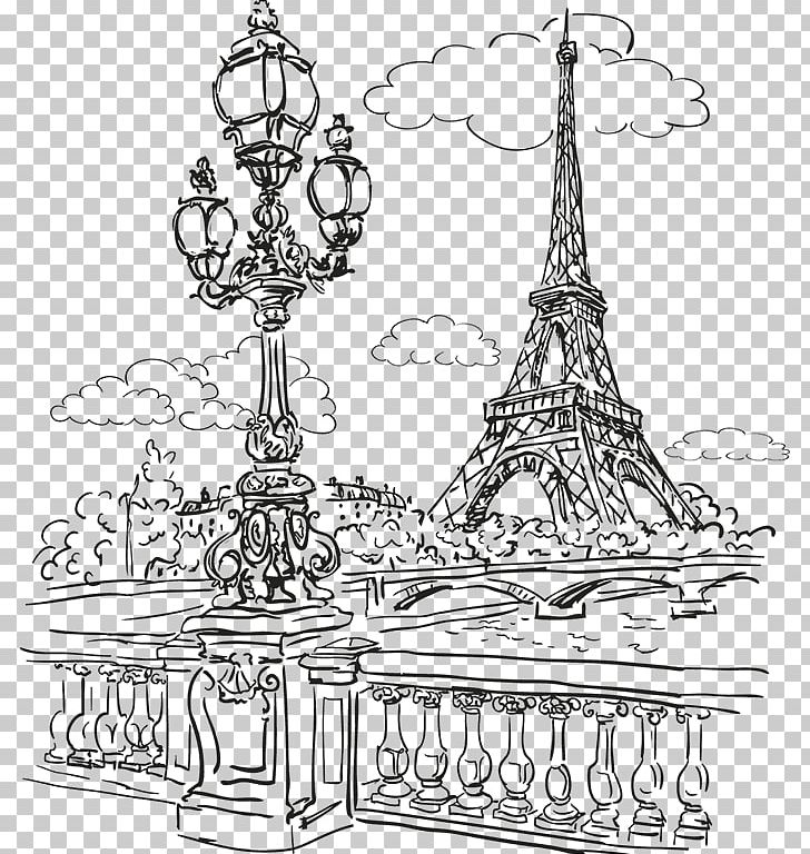 Eiffel Tower Drawing Illustration Graphics PNG, Clipart, Area, Art, Artwork, Black And White, Cityscape Free PNG Download