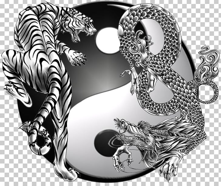 Yin And Yang Chinese Dragon Fire Symbol PNG, Clipart, Black And White, Chinese Dragon, Dragon, Dragon Fire, Earth Free PNG Download