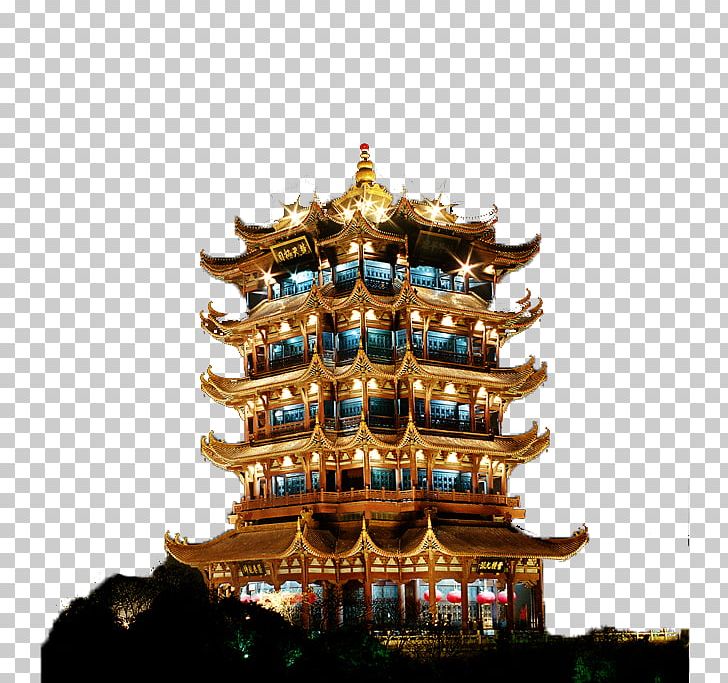Yellow Crane Tower Pavilion Of Prince Teng Yueyang Tower Stork Tower PNG, Clipart, Bright Lights, Building, Building Style, Chinese Architecture, Crane Free PNG Download