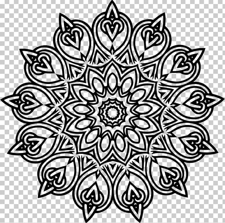 Black And White Floral Design Art Pattern PNG, Clipart, Art, Black, Black And White, Circle, Flora Free PNG Download