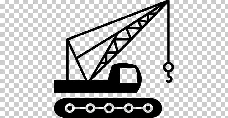 Crane Architectural Engineering Heavy Machinery Building Computer Icons PNG, Clipart, Angle, Architectural Engineering, Area, Black, Black And White Free PNG Download