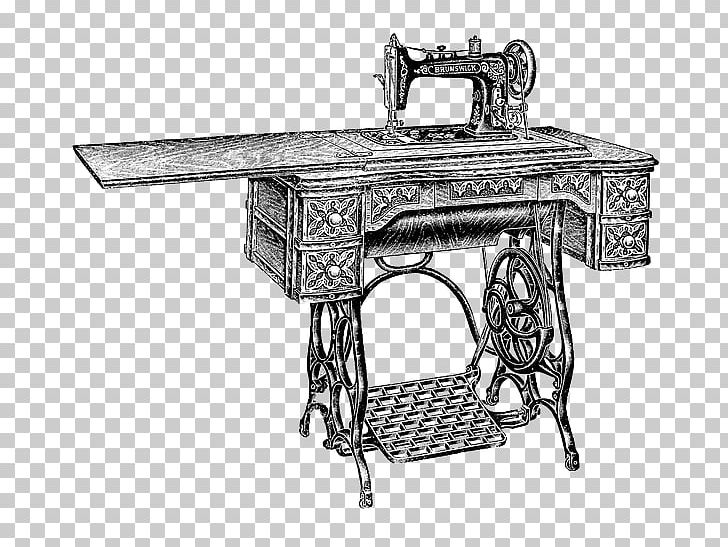 Sewing Machines Treadle Png Clipart Angle Black And White Craft Desk Drawing Free Png Download