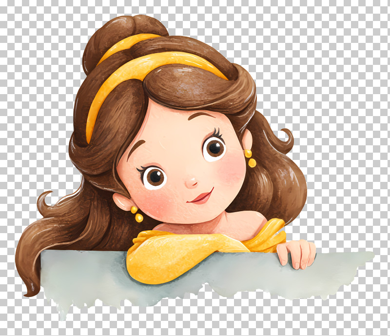 Princess Belle Peeking Out - Cartoon Girl In Yellow Dress PNG