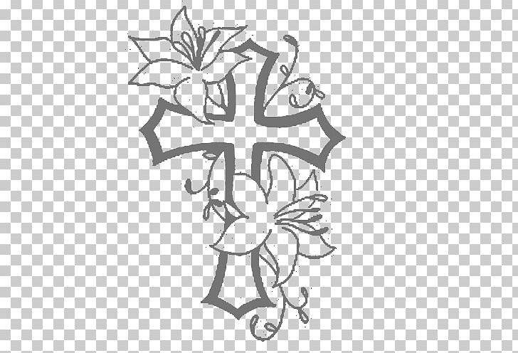 Christian Cross Flower Lilium PNG, Clipart, Art, Artwork, Black And White, Branch, Cross Free PNG Download