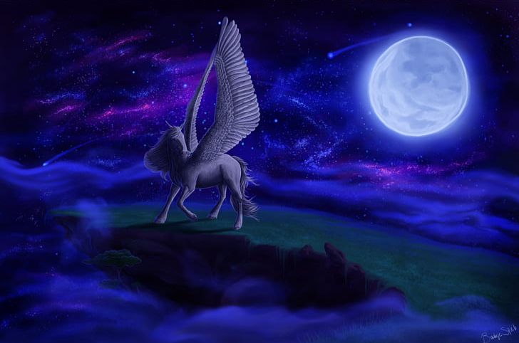 Night Sky Pegasus Moon PNG, Clipart, Atmosphere, Computer Wallpaper, Darkness, Desktop Wallpaper, Drawing Free PNG Download