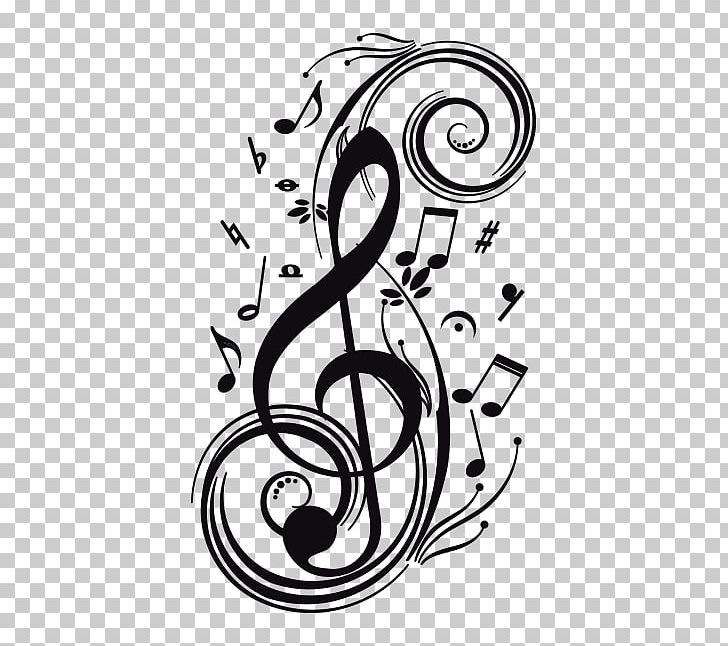 Musical Note Wall Decal Mural PNG, Clipart, Art, Artwork, Black And White, Body Jewelry, Circle Free PNG Download