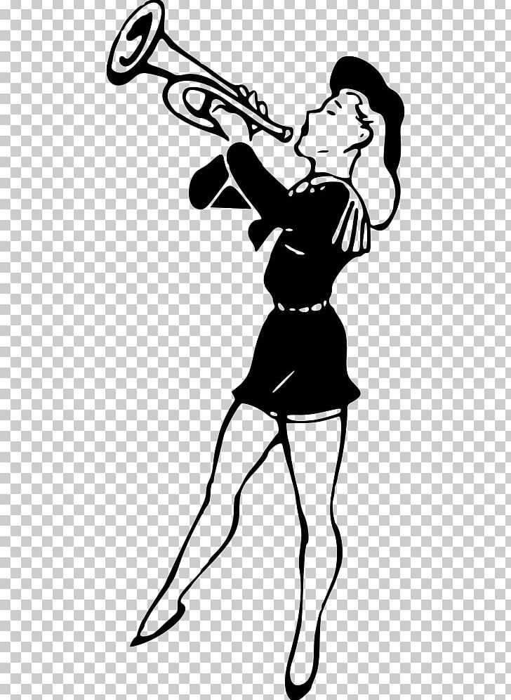 Woman Trumpet Silhouette Drawing PNG, Clipart, Arm, Art, Artwork, Black, Black And White Free PNG Download