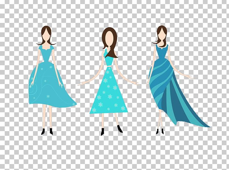 Cartoon Woman Fashion Illustration PNG, Clipart, Blue, Child, Clothing, Costume Design, Dress Free PNG Download