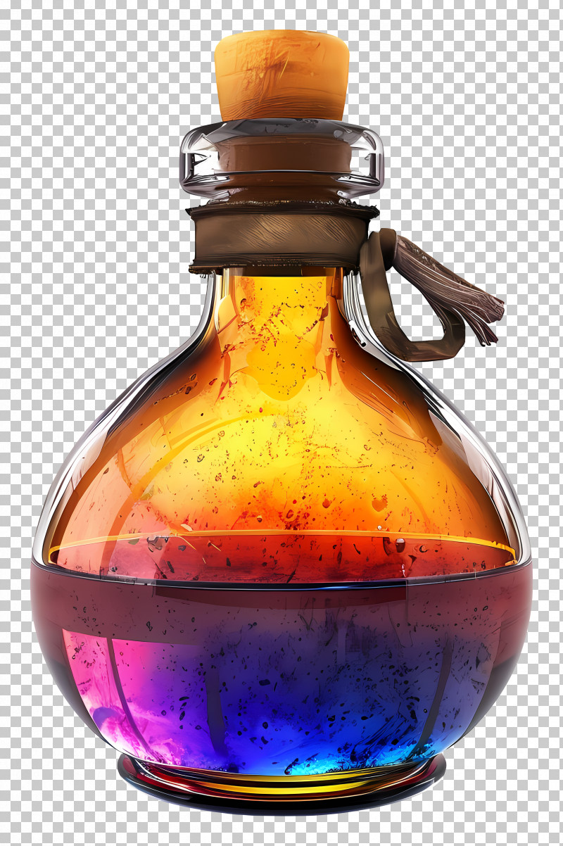 Magic Potion - Colorful Potion Bottle With Cork Stopper PNG