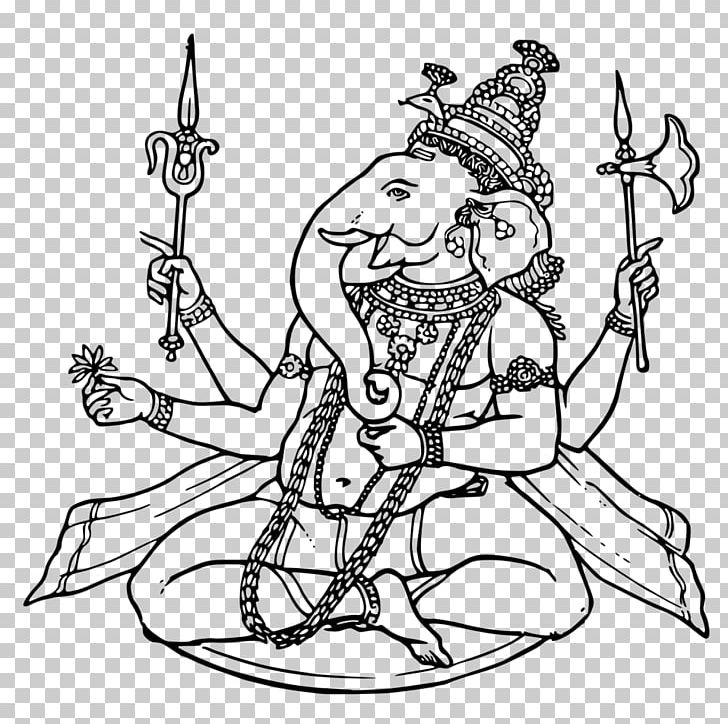 Ganesha Hinduism Ganesh Chaturthi Lakshmi PNG, Clipart, Art, Artwork, Black And White, Chaturthi, Deity Free PNG Download