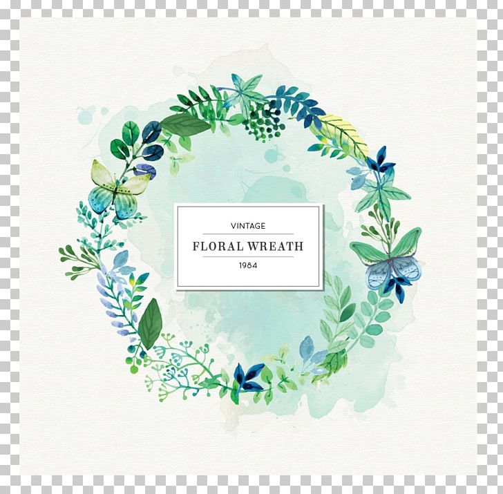 Flower Watercolor Painting Wreath Green PNG, Clipart, Blue, Border, Floral Design, Flower, Green Free PNG Download