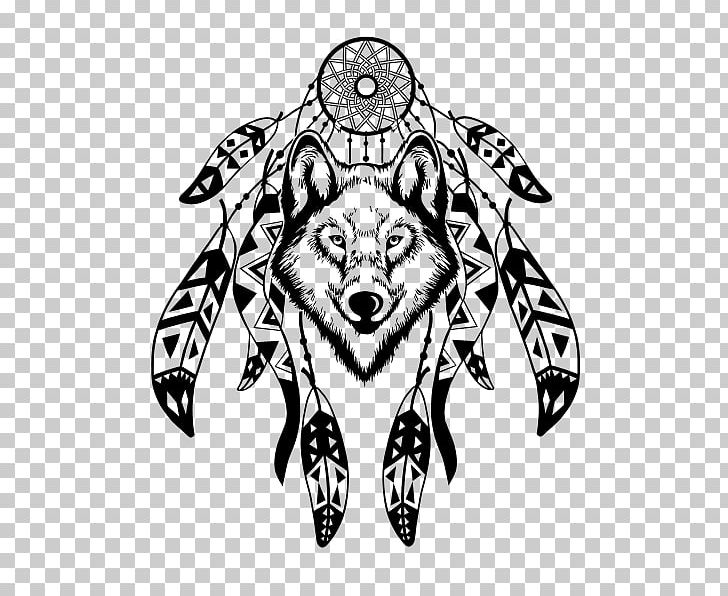 Dreamcatcher Drawing Feather Gray Wolf PNG, Clipart, Art, Black, Black And White, Carnivora, Carnivoran Free PNG Download