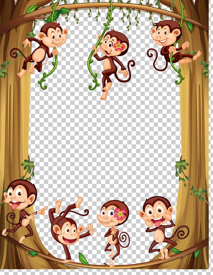 Monkey Cartoon Illustration PNG, Clipart, Animals, Ape, Border Frame,  Certificate Border, Design Free PNG Download