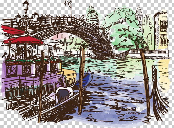 Venice Drawing PNG, Clipart, Boat, Bridges, Bridge Vector, Encapsulated Postscript, Euclidean Vector Free PNG Download